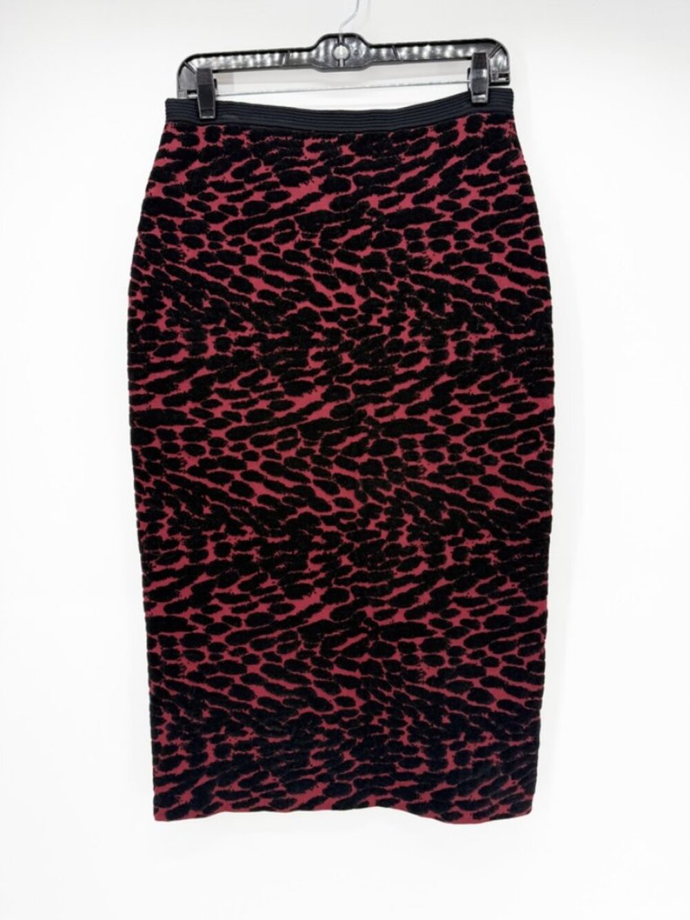 diane von furstenberg knit animal print pencil skirt stretch M